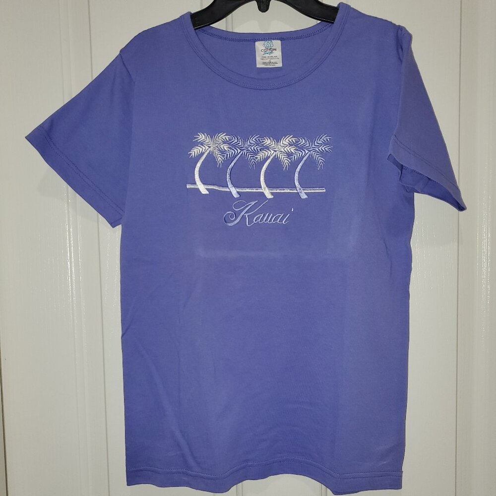Kauai Hawaiian Vintage Graphic Tee Shirt, Embroidered Palm Trees – NWOT